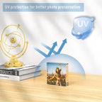 HELPLEX 2 Pack 8x8 Acrylic Picture Frames, 24mm Thicker Square Frameless Clear Frame Double Sided Magnetic Frame, Free Standing Desktop Display Stand