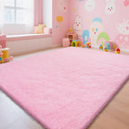Pink Fluffy Rug Shaggy Area Rug, 9x12 Area Rugs for Girls Bedroom, Big Soft Shaggy Bedside Non-Slip Plush Dorm Nursery Kids Carpet Home Decor Aesthetic