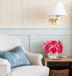 Hollyone Peonies Artificial Flowers with Vase Hot Pink Faux Flowers Peony Fake Flowers Silk Flower Arrangements in Glass Vase with Faux Water for Home Decor Bathroom Table Centerpiece Decorations