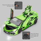 1/24 Scale Green Lambo Revuelto Diecast Car Model, Collectible Diecast Toy Car with Lights and Sounds, Pull Back Vehicles Toy for Adults Kids Birthday Gifts Decoration