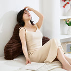 Faux Fur Fluffy Coffee Reading Pillow with Pockets, Luxury Striped Plush Decorative, Arm Rests and Back Surport for Bed Rest, Lounging on Sofa, Standard