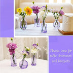 Glass Bud Vases Set of 12, Purple Small Glass Vase for Wedding Centerpieces, Clear Vase in Bulk | Purple Bud Flower Vases for Elegant Floral Displays, Table Decor, Event Styling