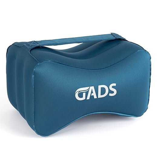 Inflatable Knee Pillow for Side Sleepers - Travel Knee Pillow - Leg Pillow for Side Sleeping - Hip, Back and Sciatica Pain Relief Pillow - Lightweight & Portable for Travel - Blue