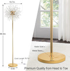 69 inch Crystal Floor Lamp, Modern Standing Lamp with K9 Crystal, LED Floor Lamp with On/Off Foot Switch, Metal Tall Pole Lamp for Living Room, Girls Room, Bedroom, Dresser, Office, Gold Finish