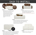 Easy-Going 6 Pieces Recliner Loveseat Stretch Sofa Slipcover Sofa Cover Furniture Protector Couch Soft with Elastic Bottom Kids, Spandex Jacquard Fabric Small Checks Cream