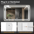 Led Mirror for Bathroom, 30x40 Bathroom Vanity Mirror for Wall with Light, IP54 Enhanced Anti-Fog, Dimmable 3 Colors, Memory Function, Backlit and Front Lit, Shatter-Proof Glass, Plug-in/Hardwired