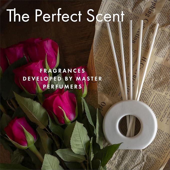 ScentAir Infused Liquidless Reeds | Includes 25 Flameless Reeds and 1 Decorative Vase, White | Essential Oil Aroma Diffuser Sticks | Fresh Spa Scents | Amazon Exclusive | Sparkling Lime & Mint