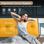 Large Triangular Headboard Pillows Long Backrest Positioning Support Bolster Cushion for Daybed Fluffy Quality Plush Body Wedge Pillow with Removable Cover(Light Yellow-Cal King-71x8x20 in)