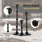 Nuptio Black Candle Holder for Candlestick: Set of 3 Gothic Taper Candle Stick Holders - Tall Metal Candleholders for Halloween Christmas Fireplace Dining Room Table Centerpieces