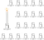 NUPTIO Candle Stick Candle Holder: Set of 20 Short Taper Candlestick Holders Bulk Small Modern Glass Tapered Candleholders for Wedding Christmas Holiday Centerpiece