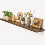 Marsmiles Floating Shelves for Wall - 55 Inch Dark Wood Floating Shelves Set of 1-55 Inch Wide x 7.7 Inch Deep x 1.6 Inch Thick Rustic Wooden Shelves for Room Wall