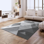 HOMFINE Washable Modern Area Rug - Geometric Style 10x14 Rugs for Living Room, Bedroom, Machine Washable Rug Soft Non Slip Non Shedding Area Rug - Grey, 10'x14'