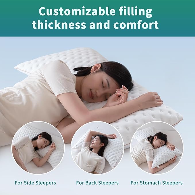 Pillow for Side and Back Sleepers Side Sleeper Pillow for Neck and Shoulder Pain Side Sleeper Bed Pillows Queen Size with Adjustable Shredded Memory Foam Filling