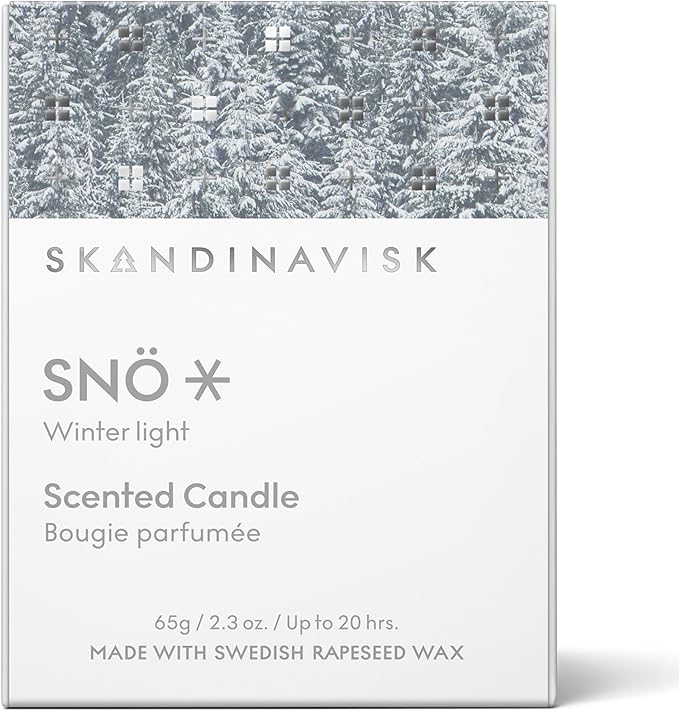 Skandinavisk SNÖ 'Snow' Scented Candle, Special Edition, Scent Notes: Frozen Forests and Frosted Berries, The Sharp Breath of Subzero Skies, Vegan Formula, 2.3 oz.