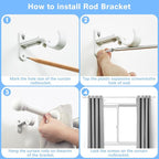 Curtain Rods for Windows 16 to 150 Inches, Curtain Rod Max Adjustable Length of 160 IN, 6/8" Diameter Drapery Rods Round Finials, White, Pack of 1