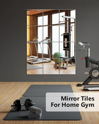 Home Gym Mirrors 12 Inch x 12Pcs Full Length Mirror Tiles Acrylic Unbreakable Wall Mounted Mirror Frameless Full Length for Home Gym, Bedroom, Door