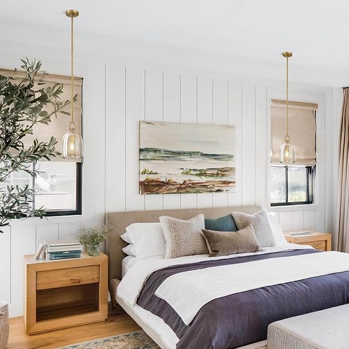 Botanist Cloche K9 Crystal Pendan Light,Modern Crystal and Brass Pendant Lights Fixture,Gold Pendant Lights Kitchen Island,Kitchen Pendant Lighting Over Island,E12 Bulb Included