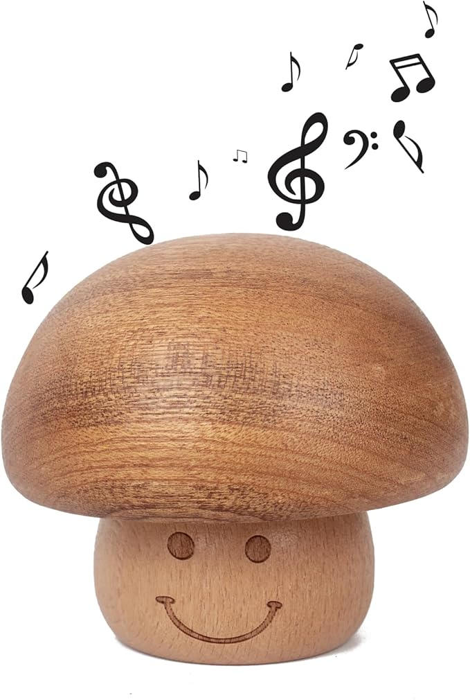 Castle in The Sky Mechanism Music Box Cute mini Mushroom Vintage Wood Carved Musical Gift for Birthday Valentine's Day Christmas Thanksgiving Day