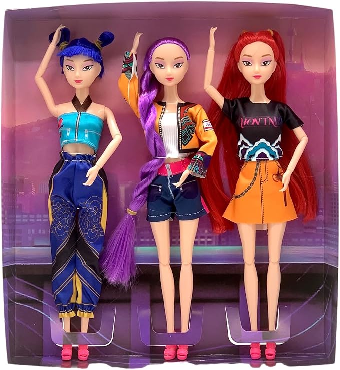 2025 New 11.5'' Demon Hunter Doll,Made to Move Demon Hunter Doll,Collectible Display Figure Dolls Set,Birthday Gifts for Kids Girls Fans (D-3pcs)