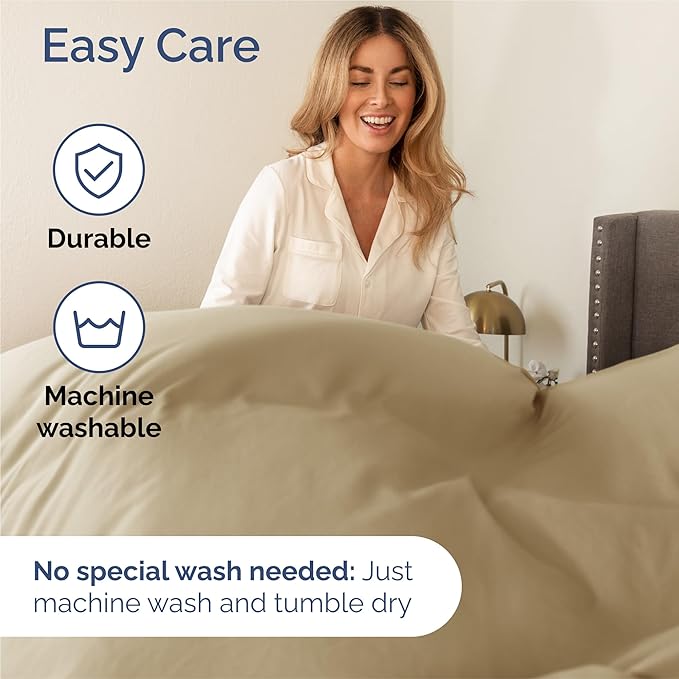 King Sheets Set 6 Piece - Includes 4 Pillowcases - Bed Sheets King Size - Soft Hotel Luxury Bedding - Cooling, Comfy, Fade Free & Breathable - 1 Flat & 1 Fitted & 4 Pillowcases w/ Deep Pockets - Beige