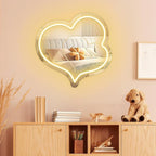 Warm White Heart Acrylic Mirror Neon Signs,Dimmable Heart Shaped Mirror with Neon LED Lights,USB Powered Neon Sign Wall Decor Art Neon Light For bedroom,Family,Wedding,Bar,Party Decor