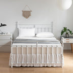 Tufted Bed Skirt,Ruffled Bed Skirt with Split Corners Jacquard Embroidery, King Bed Skirt 14 Inch Drop, King Size Bed Skirt White for Ruffled Bed Skirt with Split Corners, Bed Skirt King Size