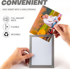 Magnetic Photo Frames with Sliver-Grey Border(4"X6",10 Pack),Magnet Picture Frame Pockets/Postcard Holder,Decorations for Fridge/Lockers/Home/Office/School/Classroom/Whiteboard/Party