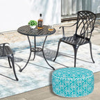 FUNHOME Inflatable Outdoor Ottoman with Air Pump,20"x9" Portable Patio Pouf,Water Resistant,Fade-Resistant,Round Blow Up Footrest Stools for Home Garden Camping Travel(Romantic Blue)