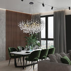 Black Chandeliers for Dining Room,Farmhouse Crystal Chandelier,10-Light Tree Branch Chandelier Light Fixture for Living Room, Kitchen Island D31.5