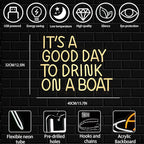 It's A Good Day To Drink On A Boat Neon Sign, Boat Drink Neon light, Bar Art Wall Warm White LED Light Up Sign for Home Bar Club Party Restaurant