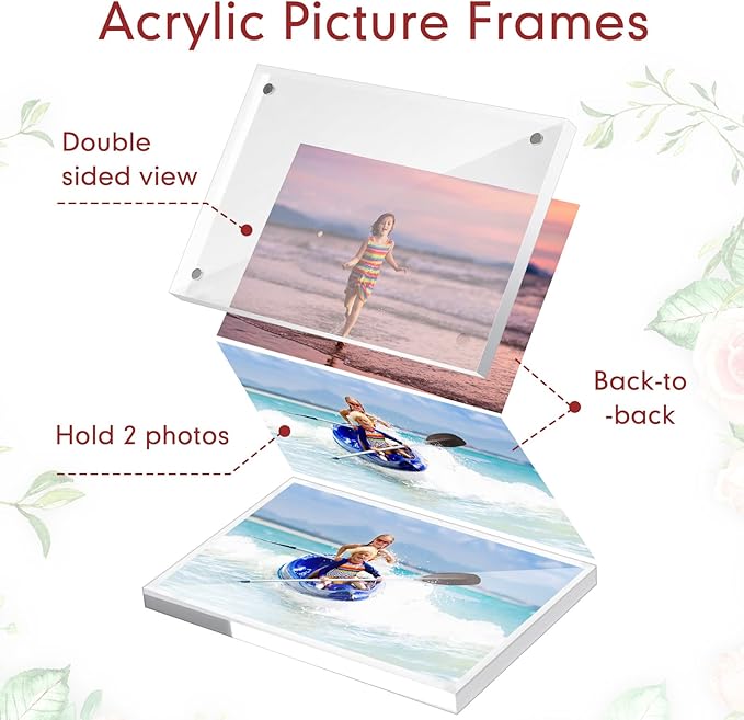 Handepo 12 Pcs Acrylic Picture Frame Bulk Clear Acrylic Photo Frame Magnetic Desktop Display Double Sided 20 mm Thickness Freestanding for Bedroom Living Room Home Office(4 x 6)