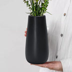 D'vine Dev 10 Inch Ebony Black Elegant Oval Ceramic Vase for Flowers, Home Décor Vase with Design Box, VS-LD-B-5