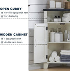 Corner Bathroom Cabinet, Farmhouse Small Corner Cabinet with Barn Door & Adjustable Shelf, Storage Cabinets for Bathroom, Kitchen, Living Room, Off White