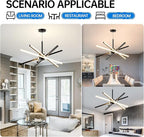 Modern Sputnik Chandelier Ceiling 82W LED Black Pendant Light Embedded Mount Chandeliers Dining Room Light Fixtures Over Table Dimmable with Remote Control for Living Room Kitchen Bedroom 31.5 inches