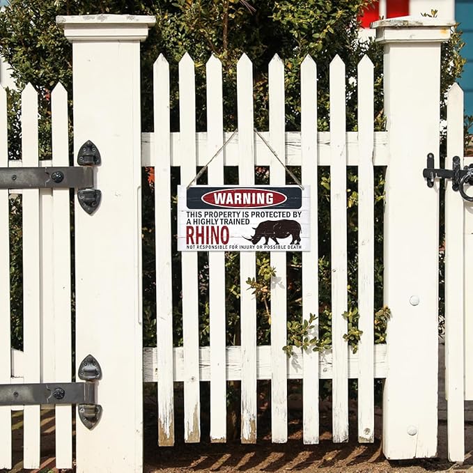 Warning Sign, Bhino Warning Wood Plaque Sign, Funny Door Signs, Decorative Wood Hanging Suspension Plaque, Farmhouse Wooden Wall Decor, Outdoor Hanging Wooden Signs