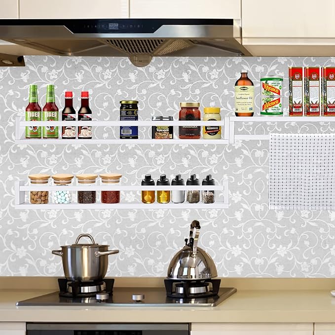 AZSKY Classic Nursery Book Shelves White Wall Book Shelves Kids Bookshelf for Bedroom Bathroom Décor Wall Ledge Shelves 36 in Hanging Shelves a Set of 3