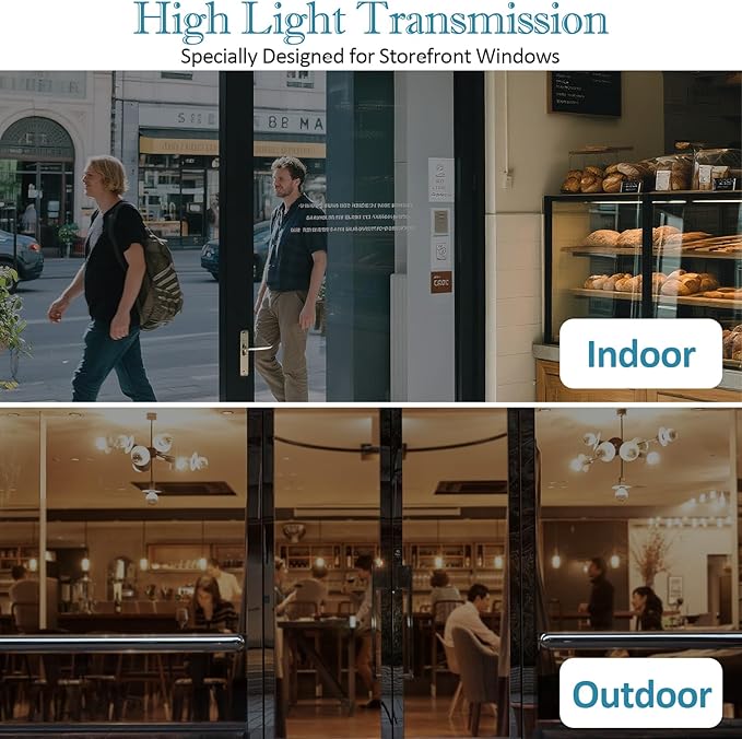 Window Film Transparent Heat Control UV Blocking, 50% VLT Window Tint for Shopfront Glass with Installation Tools, PET Material, Ideal for Stores, Glass Doors and Display Windows, 27.6Inch×196.9Inch