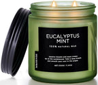M&SENSE Eucalyptus & Mint Soy Candles for Home Scented, 11.6oz 70 Hour Burn Aromatherapy Candle Gift for Stress Relief, Meditation, Yoga, Relaxing SPA, Reusable Jar for Men and Women