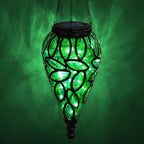 SUNNYPARK Outdoor Plastic Solar Hanging Lantern, 15 Cool White LEDs Twinkle Effect Tear-Shaped Hanging Lantern Decor Garden Decorative Solar Lights for Backyard, Patio and Lawn