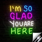 LED I'm So Glad You Are Here Neon Sign Dimmable LED Neon Light for Wall Decor Classroom USB Powered Multicolored Light Up Sign School wedding Kid Room Party