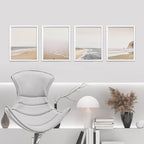 SIGNWIN Framed White Minimalist Ocean Beach Seashore Scenic Wall Art, Set of 4 Landscape Colorful Wall Decor Prints, Nature Wilderness Wall Décor for Living Room, Bedroom - 11"x14" White
