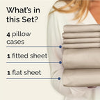 Full Sheets Set 6 Piece - Includes 4 Pillowcases - Bed Sheets Full Size - Soft Hotel Luxury Bedding - Cooling, Comfy, Fade Free & Breathable - 1 Flat & 1 Fitted & 4 Pillowcases w/ Deep Pockets - Cream