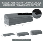 BALAPET 3-in-1 Adjustable Height Wedge Pillow, 7" Height Leg Knee Pillow for Side Sleepers & Aligns Spine, Supportive Bolster Pillow for Pregnancy Relieves Pressure Hip Leg Elevation, 22', Light Grey