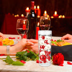 200PCS Red White Faux Pearls Beads for Centerpiece Vases, Vase Filler Faux Pearls, No Holes Filler Beads for Party Anniversary Birthday Wedding Table Decor, 10/14/20/30mm