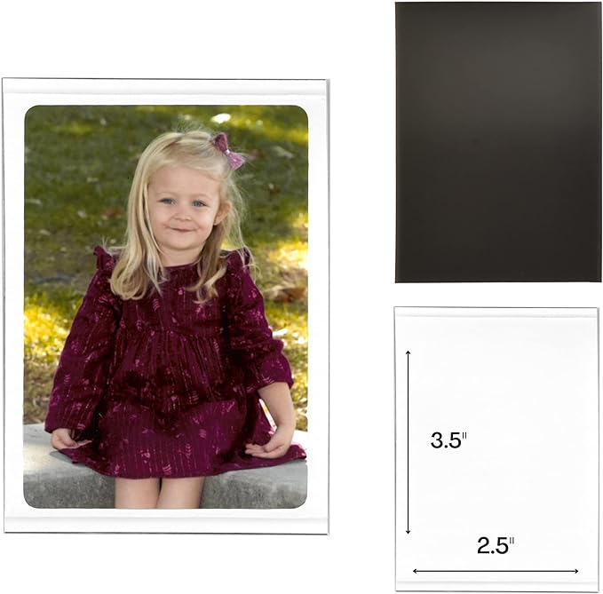 Magtech Magnetic Photo Pocket Picture Frame, White, Holds 2.5 x 3.5 Inches Photos, 10 Pack, Made in the USA (12310)