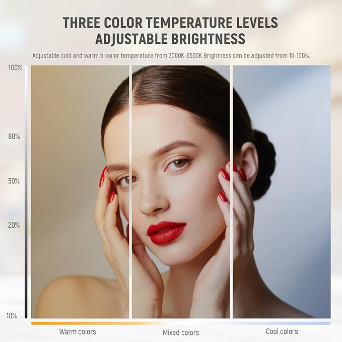 NEEWER BASICS 23" Half Moon Nail Light for Desk, 308 LEDs 28W Bi Color CRI85+ Foldable Nail Tech Table Arc Lamp with Overhead Phone Mount for Manicure Handicraft Lighting Beauty Video Recording,HM04-D