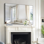 Black Bathroom Mirror for Wall, 60x36 Inch Rectangle Mirrors with Metal Frame, Large Modern Vanity Wall Mirror for Bathroom Living Room, Entryway Hangs Horizontal or Vertical