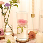 12Pcs Glass Cylinder Vases 8 Inch Tall Clear Flower Vases for Centerpieces Wedding Decoration, Hurricane Floating Candle Holder for Party Table Home Decor