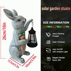 Garden Statues Rabbit Solar Lantern Outdoor Handmade Resin Statue Bunny with Cute Carrot for Patio, Yard,Mother's Day Gift Ideas (rabbit1)