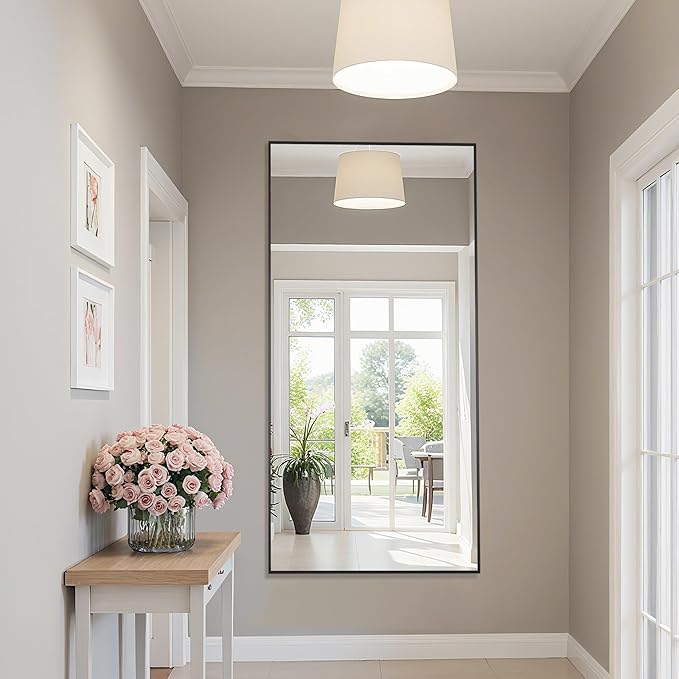 Bathroom Mirror 60" x 30", Large Rectangle Wall Mirror, Black Metal Frame Wall Mounted Mirrors for Bathroom, Vanity, Bedroom, Entryway Decor(Horizontal/Vertical)